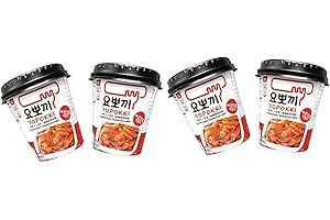 MiFan Tteokbokki Box – Gâteau de Riz Coréen Instantané | Snack Coréen Topokki Prêt en 3 min | Multiples Saveurs, Pack Individuel ou Coffret Assorti (4 pièce, Sauce sucrée et épicée)