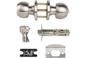 Cumnvulnt 2 Pcs Door Handle Lock with Keys, Door Lock for Interior with Adjustable Latch, Stainless Steel Privacy Door Handle with Locks for Bathrooms, Bedrooms, Kitchen, Balcony, Office (Silver)