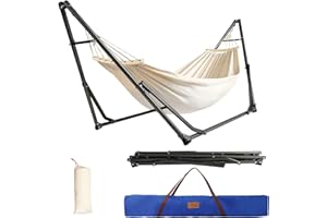 CCLIFE Amaca con supporto Amache da giardino e Campeggio per Esterno Interno Portatile in Cotone con Borsa