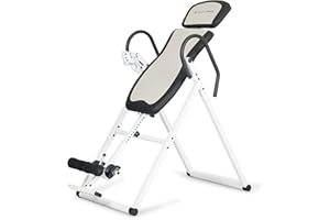 SportPlus Table d'inversion, Appareil d'entraînement par gravité Pliable, avec 4 Angles d'inversion, Banc d'étirement pour soulager la Colonne vertébrale, Poids de l'utilisateur jusqu'à 135 kg