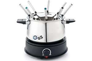 EVERFLOURISH Fondue Set elektrisch 1500 W TÜV/GS-Zeichen spülmaschinengeeignetes Fondueset für 8 Personen aus Edelstahl Käsefondue Schokofondue oder Ölfondue