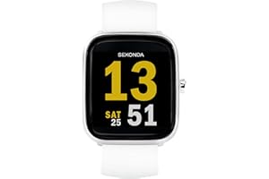 Sekonda Motion 36mm Smart Watch with Heart Rate and Sleep Monitor, Daily Activity, Sports, Music, Weather and Message Functions, with Rubber Strap