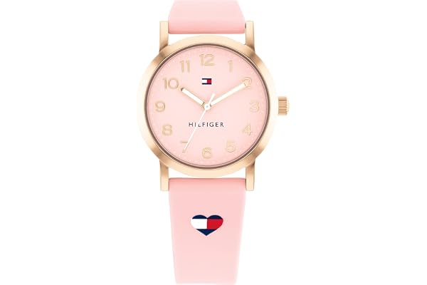 Tommy Hilfiger Montre à Mouvement à Quartz Trois Aiguilles pour la Jeunesse avec Bracelet en Acier Inoxydable ou Bracelet en Silicone – Disponible en Argenté, Bleu, Rose ou Noir
