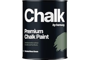 Hemway Smoked Moss Green Chalk Paint 1L Matt Shabby Chic Interior Furniture, Walls, Wood, Wardrobes, Doors, Tables, Chairs, Quick Dry Smooth Chalky Finish (12 Greens & 116 Colours Available)