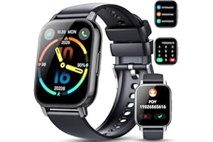 Hoxe Reloj Inteligente Hombre Mujer, 1.85" Smartwatch con Llamadas Bluetooth, Smart Watch Pulsómetro/Monitor Sueño/Podómetro,110+ Modos Deportivos Impermeable IP68 Relojes para Android iOS, Negro