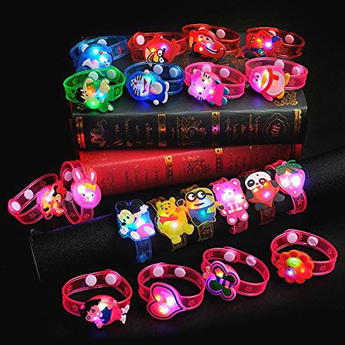 German Trendseller® – 12 x Kinder LED Armbänder Mix ┃ NEU ┃ Blinklicht ┃ Mitgebsel ┃ Kindergeburtstag ┃Schulweg ┃ Motive Mix ┃ 12 Stück - 5