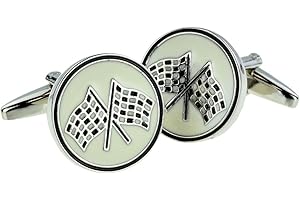 GTR-PRESTIGE GIFTWARE Grand Prix Chequered Flag Enamelled Cufflinks (X2AJ225)