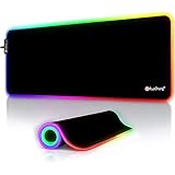 Tappetino Mouse Gaming, RGB Grande Mouse Pad 12 Effetti Luce XXL 800x300mm Superficie Liscio, Base in Gomma Antiscivolo…