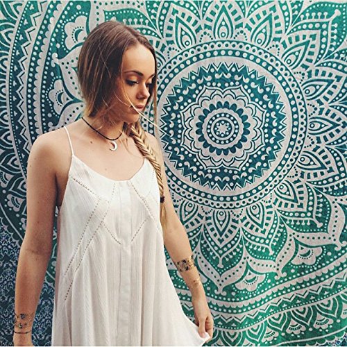 urbancharm-indian grün ombre Hippie Wandteppich, Wandbehang, Bohemian, Mandala Wandbehang Tapisserie Tapisserie, Gypsy, New Age - 2