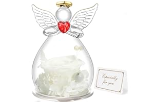 Miofula Rose Eternelle Coffret Cadeau Femme,Fleur Eternelle Figurine Ange Cadeau Maman,Flowers Cadeau Anniversaire Femme Maman,Guardian Angel Cadeaux Noel Fete des Meres pour Maman Mamie Belle Mere