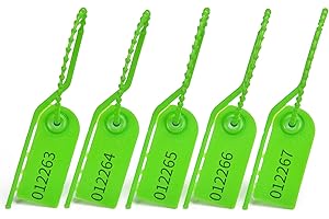 Lzbignun 100pcs Plastic Security Seals Numbered Zip Ties Anti-Tamper Seals Breakable Safety Tab Inspection Tags for Fire Extinguisher, First Aid Kit (Green)