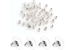 BCZR 100 Piezas Tuercas Pendientes, Levantadores Transparente Cierre Pendientes, Cierre Pendientes Silicona, Pequeños Tapones para Goma Reemplazos,Tuercas para Pendientes(Transparente)