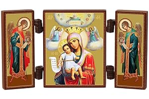 NKlaus – Madonnan – kristen ikon/triptyk – Dostojno Est Bogorodicy – resealtare i trä 36163