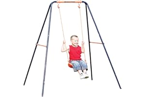 Hedstrom Single Play Swing - Robust Steel Construction, Chunky Blow-Moulded Seat, Powder-Coated Frame - Suitable for Ages 3-10 - Outdoor Garden Toy for Boys and Girls - Ground Pegs Included