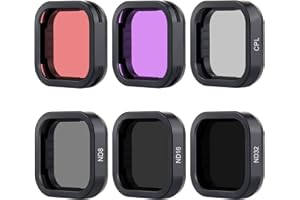 YALLSAME ND Filter Set 6-Pack Lens filter for GoPro Hero 12 11 10 9 Black with ND32 ND16 ND8 CPL Color Red Magenta Filters Accessories Kit Ideal for Standard Day Photography and Diving Recording