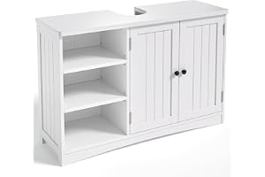 Bealife Badrumsskåp, Badrumsmöbler, Badrumskapsel med 2 Dörrar, Öppen Fack, Justerbar Hylla, 30x90x60 cm