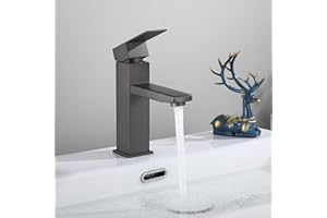 XWIHTR Warm- und Kalt-Badmischer aus Edelstahl mit leisem Keramikschieber, Einhebelmischer, wassersparender Mischbatterie für Waschbecken für Badezimmer, Waschbecken, kleine Küchen usw. (Schwarz)