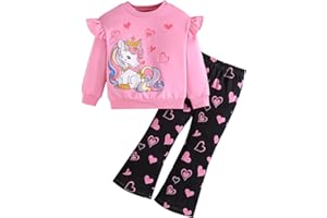 Pilipulu Bekleidungssets für Mädchen Sweatshirt+Leggings 2Pcs Kinder Mädchen Langarm Einhorn Outfits Set 92 98 104 110 116 122