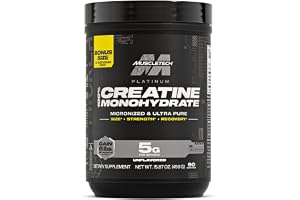 MuscleTech Platinum Creatine Monohydrate, Unflavored, 450g | Pure Micronized | Muscle Recovery + Builder for Men & Women Workout Supplements