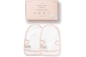 ‎WASCHIES Waschies Waschhandschuhe – 2er-Set Rosa/Weiß – sanfte Ganzkörperreinigung – waschbar, wiederverwendbar, nachhaltig & hypoallergen - geeignet für alle Hauttypen und Links/Rechtshänder