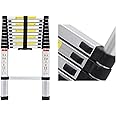 Telescopic Loft Ladder Collapsible Step Ladders Securing Bolt 3.2m/10.5Ft 3.2M EN131 Extendable Alminium Ladders Folding Extending Portable 11 Steps Extension Ladder DIY Multi Purpose