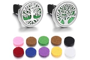 JYNXOR 2 Pcs Diffusore Oli Essenziali Auto, Diffusore Auto, Profumatore Auto, Decorazioni Macchina, Deodorante Per Ambienti In Acciaio Inox, Con 10 Feltro Di Ricambio, Per Ufficio o Altri Locali
