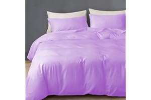 GREATOYAR Juego de Nórdica,Juego de Funda de Edredón, Set de 4 Piezas, 1 Funda Nórdica, 1 Sábana Bajera Ajustable, 2 Fundas de Almohada, Poliéster, Transpirable, Cama 135cm, Lavanda