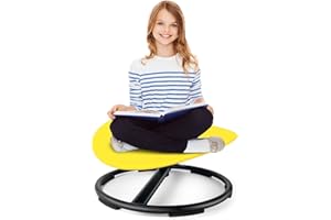 GFFTYX Kids Swivel Chair,Autism Sensory Toy Chair for Kids, Sit and Spin Chair Training Body Coordination Sensory Balance Training Seat, Kid Spinning Carousel, Ages 3-12 (Yellow)