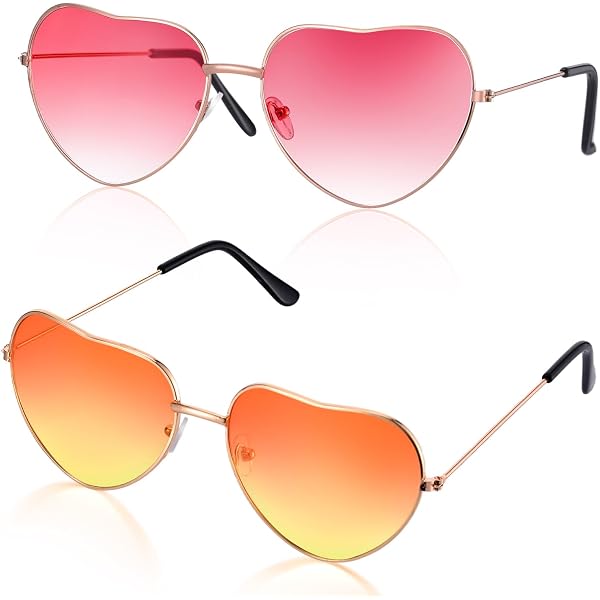 8er Pack Herz Sonnenbrillen – Partybrillen Im Hippie-Style, Für 60er/70er/80er Parties, Mit UV-Schutz