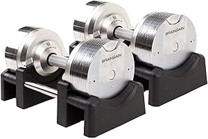 BRAINGAIN Verstellbare Hanteln - 23.5kg, 32.5kg, 41.5kg - Chrom/Schwarz - Vielseitige Heimfitness-Gewichte für Krafttraining