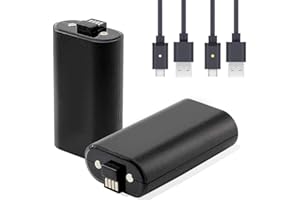 ElecGear Batería de Litio Recargable para Controlador Xbox, 2X 1200mAh Pilas Lithium Kit de Carga y Juega para Mando Xbox Series X/S, Xbox One, Elite con 2X Cable de Carga USB