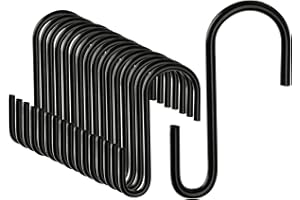 DONQL 20pcs Black S Hooks, 2.36inch, Stainless Steel, Heavy Duty, S Shaped Hanging Hooks for Kitchen, Clothes, Jeans, Fence, Plant, Baskets
