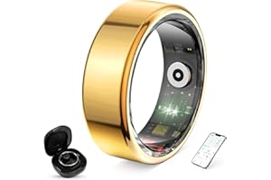UouNeaCo Smart Ring for Women and Men, Fitness Tracker with Heart Rate Monitor, Sleep Tracker,100+ Sport Modes, Step Counter, IP68 Waterproof, No Subscription Fee for iOS/Android (Gold, 9)