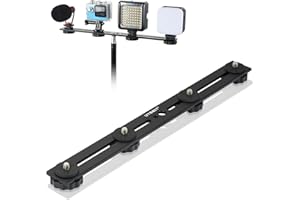 UTEBIT 13 in Support De Flash Double, Rail De Flash En Aluminium Avec Vis 1/4" Et 3/8", Support De Flash Pour Appareil Photo Avec Double Griffe Pour Appareil Photo DSLR, Lumière LED