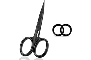 AFTREN J2 Ciseaux à ongles professionnels Ciseaux de manucure en acier inoxydable Ciseaux à cuticules à lame incurvée tranchante Ciseaux à ongles de beauté pour femmes hommes 4 pouces Noir