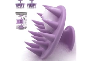 (2 pezzi) Resistente Alla Muffa Silicone Solido Monopezzo Massaggiatore Cuoio Capelluto, Spazzola Cuoio Capelluto, Spazzola per Capelli, WAKISAKI (Viola)