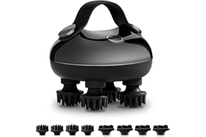 ‎CHLOVOE CHLOVOE Elektryczny masażer głowy z 3 trybami ugniatania i 8 zdejmowanymi pazurami do masażu, przenośny ręczny wodoodporny masażer głowy IPX7 do relaksu ciała i łagodzenia stresu