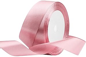RIBONIES Nastro di raso Oro rosa, 25mm x 22 Metri Nastri in tessuto solido per confezioni regalo, bouquet di fiori, artigianato e decorazione di feste nuziali