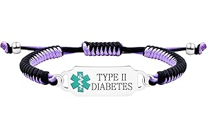 Tobestu Customizable Medical Bracelet - Engraved Health Alert Wristband - Personalized Adjustable Handcrafted Braided Rope Band for Blood Thinner, Epilepsy, Type I & II Diabetes YA5657
