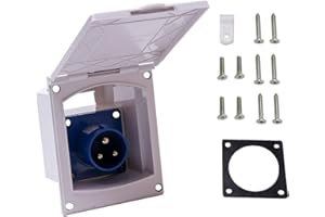 WANAONE 16 Amp Carava n Hook Up Socket, Splashproof Carava n Inlet Socket, 3 Pin Mains Plug Outlet Waterproof with Cover for Motorhome Trailer RV Van Flush Fitting(White)