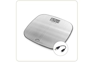 LITTLE BALANCE 8416 Inox Soft USB, Pèse-personne sans piles, Rechargement USB, 180 kg, Tout Inox