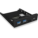 ICY BOX USB 3.0 en Face Avant, 1x USB-C, 2X USB-A, SD et Lecteur de Carte microSD, 3, 5 Pouces Interne, métal, Noir 60433