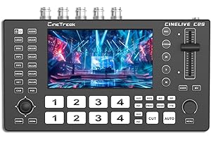 CINETREAK Cinelive C2S 5.5'' Screen 4HDMI & 4SDI Multi-Format PTZ Control Video Switcher Mixer with REC,Playback, Micro Media,Vertical Livestream （NDI updatable）
