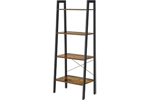 ‎VASAGLE VASAGLE Regal, Bücherregal mit 4 Ebenen, Leiterregal, Standregal, für Wohnzimmer, Schlafzimmer, Küche, Homeoffice, Industrie-Design, Stahlrahmen, vintagebraun-schwarz LLS44X, 56 x 34 x 137.5 cm