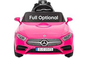 BabyCar Mercedes CLS 350 AMG | Macchina Elettrica per Bambini 12V con 2 Motori 25W | Auto Elettrica Per Bambini Telecomandata, Sedile in Pelle, Porte Apribili, MP3/USB | Licenza Ufficiale | Rosa