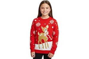 Janisramone Mädchen Jungen Neue Kinder Weihnachten Rentier Schneeflocke Neuheit Gestrickte Kinder Weihnachten Fairisle Pullover Top