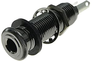 KAISH Nickel Stereo-Kupfer-Eingang für Gitarren und Bass, 6,35 mm (1/4 Zoll), Zylinder-Eingang mit 4-poligem Stereo- oder Mono-Klinkenstecker, schwarzes