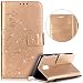 Produktbild kompatibel mit Moto G4 Hülle,Moto G4 Plus Hülle,Glänzend Glitzer Strass Diamant Prägung Schmetterling PU Leder Flip Hülle Schutzhülle Ledertasche Flip Cover Wallet Case für Moto G4 / G4 Plus,Gold