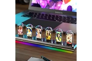 Sikai Reloj LED Nixie,Reloj de Tubo RGB,Calendario y Tiemp,Foto Personalizada,Múltiples Modos Disponibles,Luces y Pantalla Ajustable por APP,USB Tipo C,Adecuado para Regalar a Amantes (RGB)