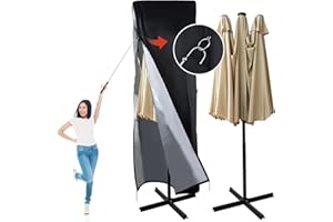DOCEPERT Ampelschirm Schutzhülle,420D Oxford-Stoff Sonnenschirm für 390cm/450cm Doppelsonnenschirm,Gartenschirm-Abdeckung mit ReißVerschluss,Oberer BelüFtung,Terrassenschirm-Abdeckung (180x70x70cm)